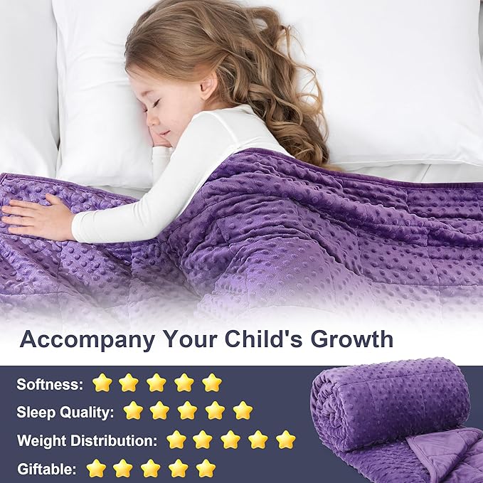 Alomidds Weighted Blanket, Luxury Velvet Weighted Blankets for Adults and Kids,Warm and Breathable Soft and Comfort Minky, Cute Heavy Blanket with Premium Glass Beads (36"x48" 5LBS, Purple)