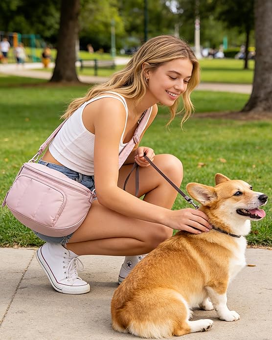 BAGSMART Bum Bags for Women, Crossbody Purses for Travel & Work, Quilted Water-resistant Hobo Bag | 4.5L Roomy, Fanny pack, ideal for Moms, Long Outings, Everyday cute bag, Puffer, Nylon