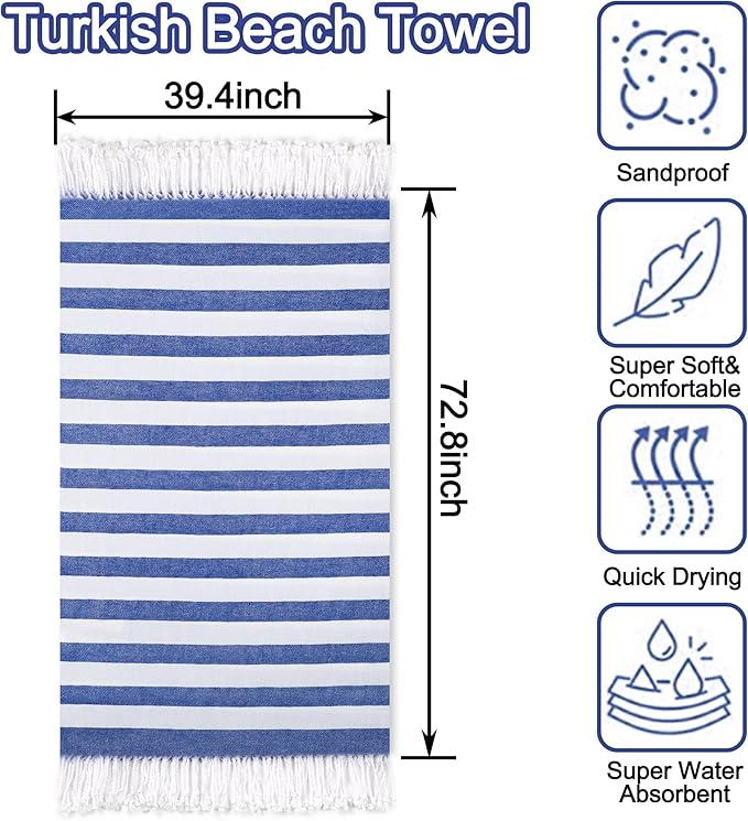 Beach Towel 2 Pack,Sand Free Beach Towels Oversized 39 x 72,Turkish Beach Towel Quick Dry Towel,Lightweight Pool Towels for Adults Travel Towel,Cool Beach Accessories Super Absorbent Towels
