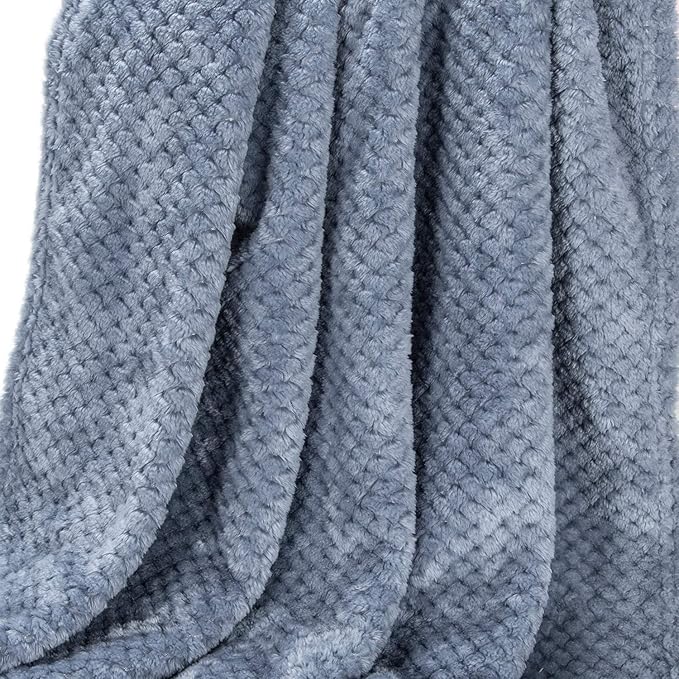 Fuzzy Throw Blanket, Plush Fleece Blankets for Adults, Toddler, Boys and Girls, Warm Soft Blankets and Throws for Bed, Couch, Sofa, Travel and Outdoor, Camping (40”×60”, Smoked Blue)