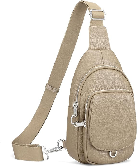 befen Anti Theft Genuine Leather Sling Bag for Women RFID Small Crossbody Bag Chest Bag Leather Fanny Packs for Travel
