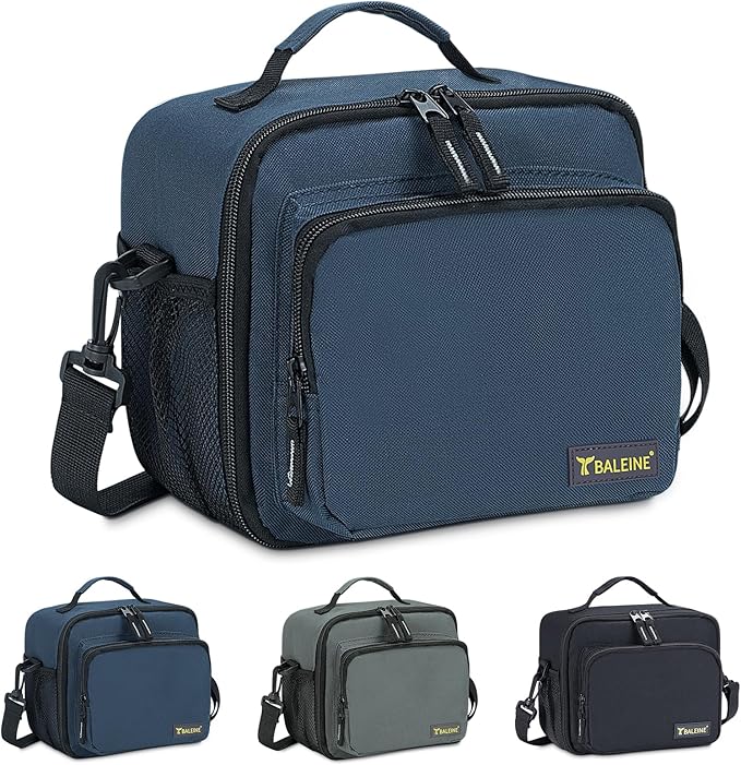BALEINE Insulated Lunch Bag for Men Women, Leakproof Cooler Bag with Adjustable Shoulder Strap for Work Picnic, Lunch Box for Women Men (Small, Blue)