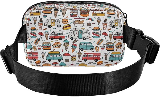 Kawaii Hamburger Bus Fanny Pack for Women Men Water Resistant Fashion Waist Packs with Adjustable Strap Belt Bag for Travel Workout Jogging Hiking 21220300
