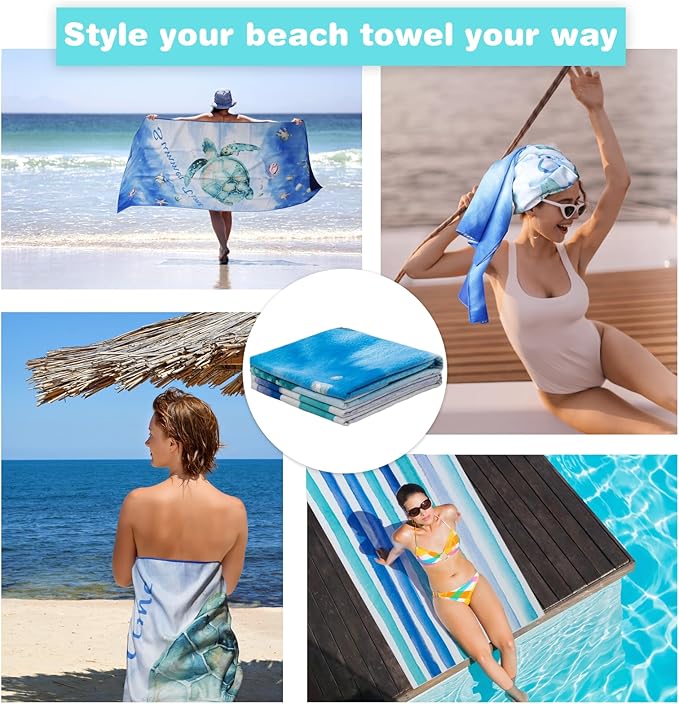 PY SUPER MODE 2 Pack Beach Towel - 75 x 35 inches Quick Dry Microfiber Beach Towels Oversized, Lightweight Soft and Absorbent Suitable for Swimming Pool Camping for Kids & Adults