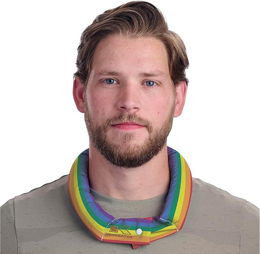 KOOLGATOR Evaporative Cooling Neck Wrap – Reusable Neck Cooler with Long Lasting Relief During Hot Weather Activities, Sports, & Outdoor Work, Rainbow, 1 Pack