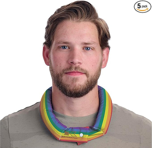 KOOLGATOR Evaporative Cooling Neck Wrap – Reusable Neck Cooler with Long Lasting Relief During Hot Weather Activities, Sports, & Outdoor Work, Rainbow, 5 Pack