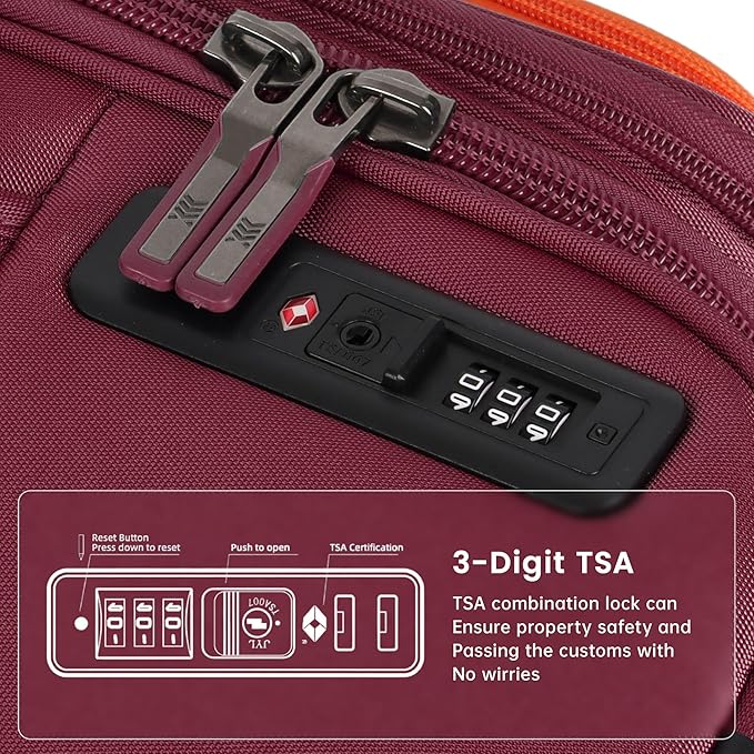 2-Piece Set (22in/28)Softside Expandable 20% Luggage w/Spinner Wheels,Front Opening Softside Luggage Sets w/TSA LOCK,Lightweight Durable Rolling Luggage for Men/Women（Burgundy,22in/28in）