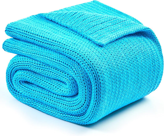 L'AGRATY Knitted Weighted Blanket - 50"x60", 10lbs Cooling Chunky Knit Heavy Blanket for Adults, Braided Crochet Throw, Thick Cable Yarn, No Beads, Evenly Weighted, Machine Washable