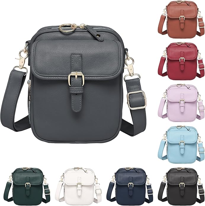 Leather Crossbody Bags for Women Travel Small Crossbody Purse Anti Theft Waterproof Bum Bag with Built in Wallet