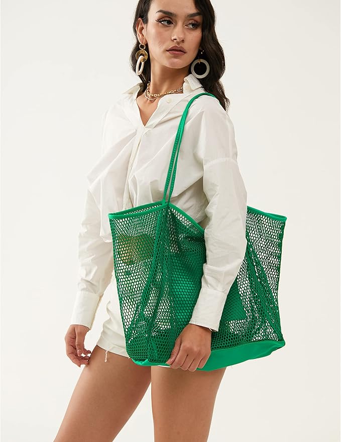 HOXIS Mesh Beach Tote Womens Shoulder Handbag