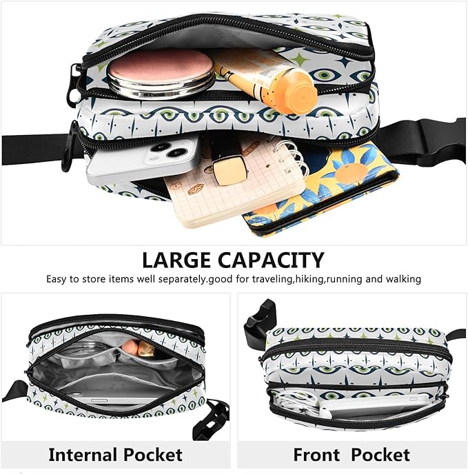 Eyes Fanny Pack for Women Men Water Resistant Fashion Waist Packs with Adjustable Strap Belt Bag for Travel Workout Jogging Hiking 21220502