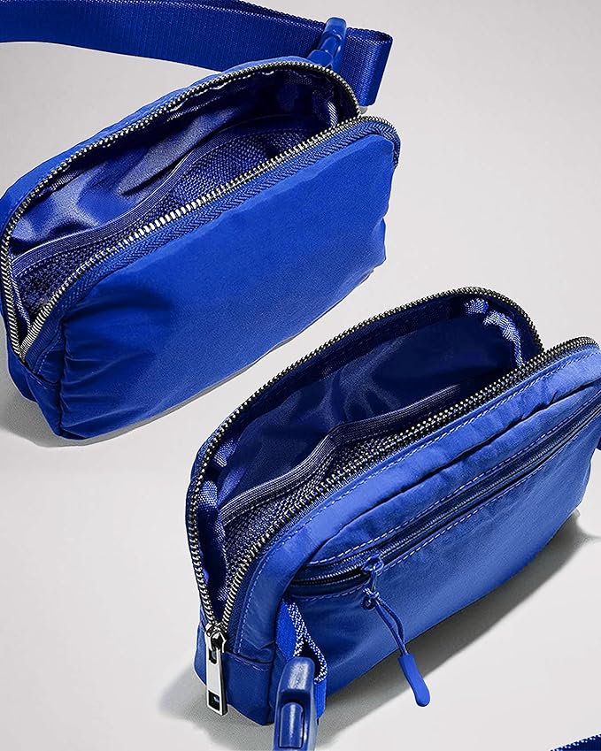 Fanny Pack Cross Body Bag Small Crossbody Bags for Women Men Trendy Nylon Waterproof Mini Purse Travel Running Belt Lulu Dupes Bum Hip Chest Waist Pack Side Bag Must Have Blue