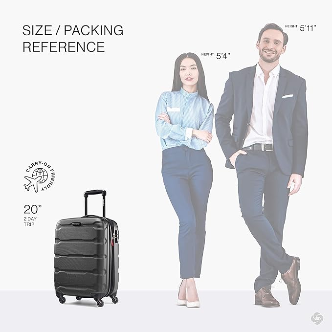 Samsonite Omni PC Hardside Expandable Luggage with Spinner Wheels, Black, 3-Piece Set (20/24/28)