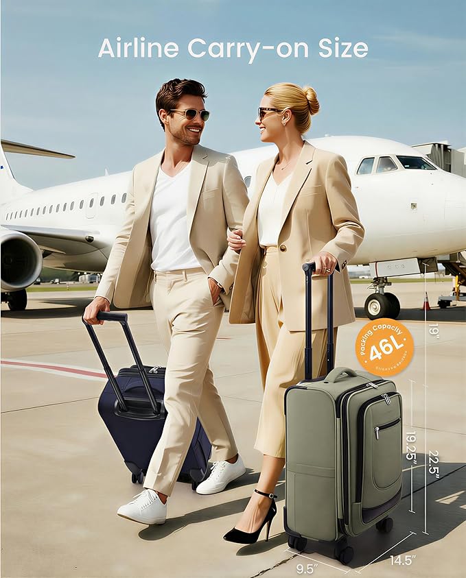 LOVEVOOK Carry On Luggage 22x14x9 Airline Approved, Softside Suitcase with Spinner Wheels for Men Women, 22 Inch Rolling Luggage with TSA Lock Multiple Compartments for Travel Business Trip