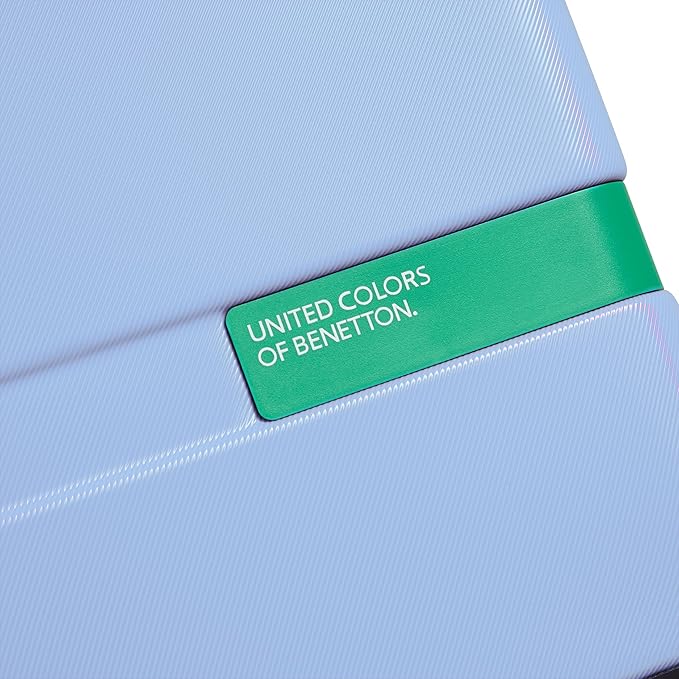 United Colors of Benetton Now! Hardside Luggage with Spinner Wheels, Light Blue, Checked-Medium 23 Inch