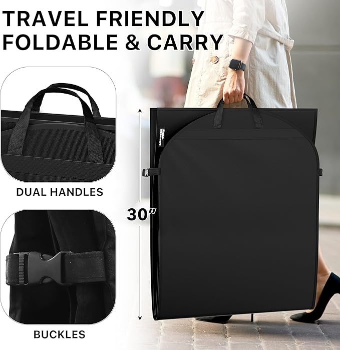 Simple Houseware 60'' Travel Garment Bag with Pockets for Suits, Dresses, Coats, Tuxedos, Heavy Duty 300D Polyester
