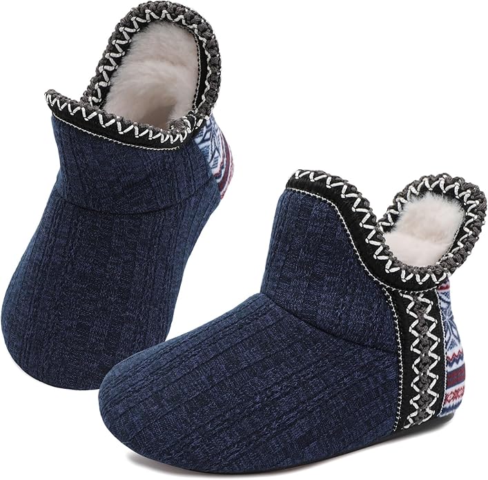 LeIsfIt Toddler Slippers Boys Girls Cozy Warm House Shoes Kids Non-slip Winter Slipper Booties Slip on Plush Lining Sock Slippers