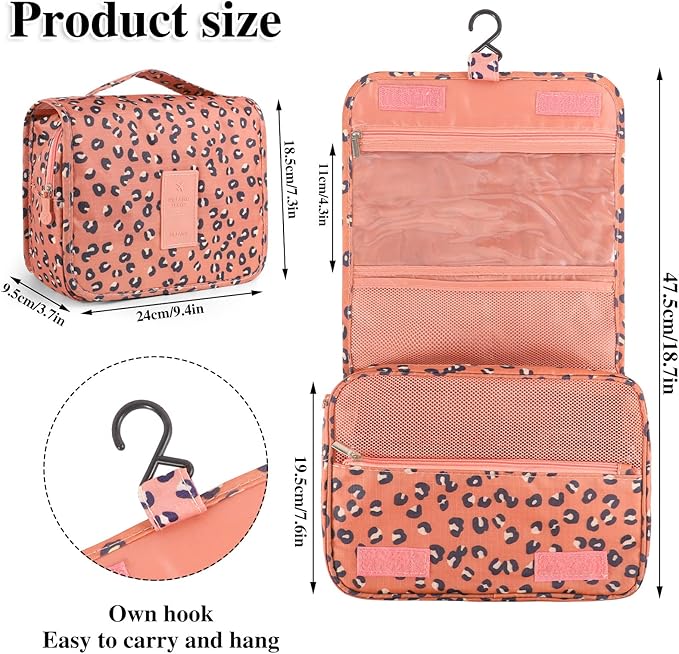 Pengxiaomei Toiletry Bag, Waterproof Hanging Cosmetic Bag Portable Travel Makeup Pouch Multi-function Handle Travel Bathroom Bag Stocking Stuffers for Women and Girls Christmas Gifts