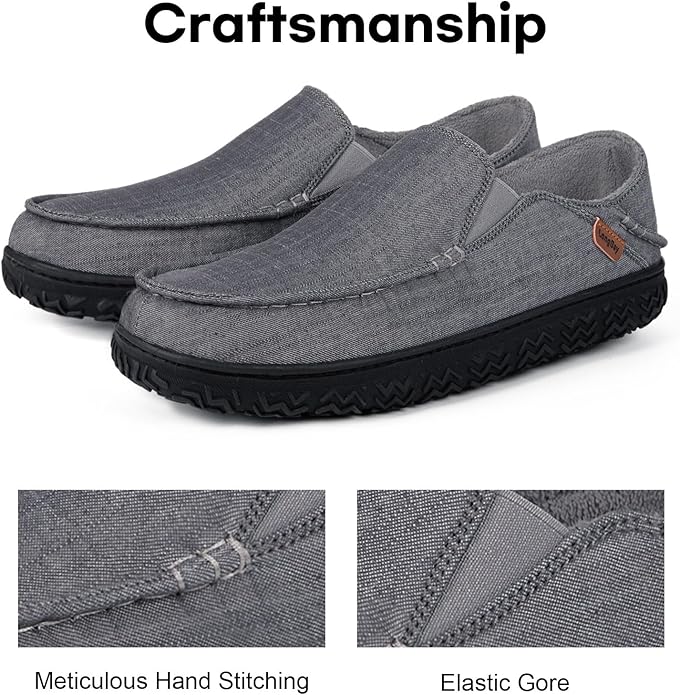 LongBay Men's Moccasin Slippers Comfy Warm Memory Foam House Shoes Winter for Indoor Outdoor
