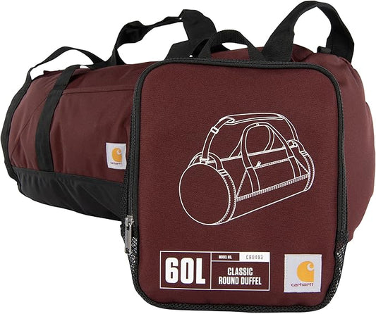Carhartt Classic Round Duffel with Utility Pouch, Heavy-Duty, Water-Resistant Packable Gear Bag for Jobsite, Gym, and Travel