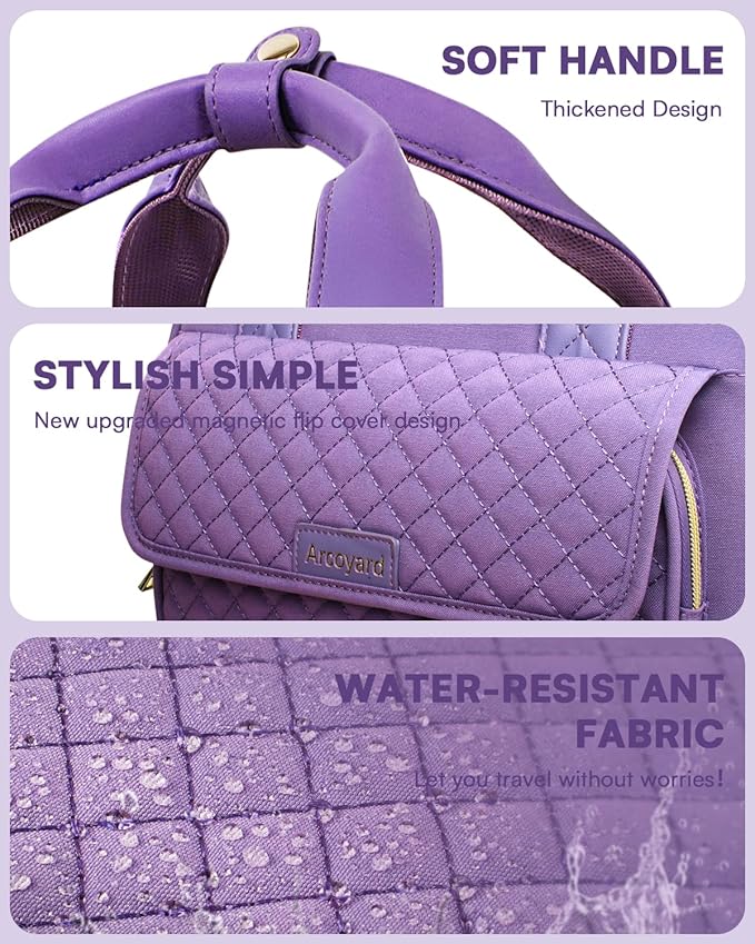 Underseat Carry On Luggage with Wheels, Airline Approved Personal Item Luggage, 16-Inch Multi-functional Underseat Luggage, Lightweight Overnight Suitcase for Women, Bussiness, Travel, Purple