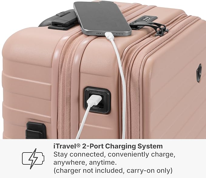 Traveler's Choice Novia Top Opening Expandable Polycarbonate Luggage with Spinner Wheels, Pink, 21-Inch Carry-on