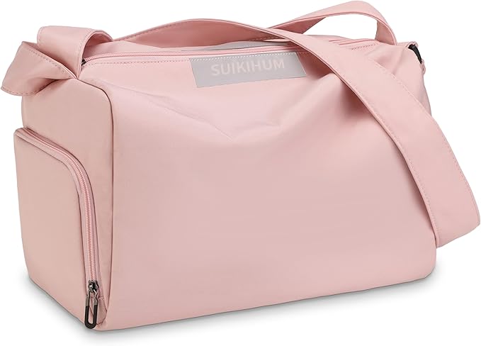 Women's Mini Gym Bag Crossbody, Everyday Sling Duffel with Shoe Compartment & Wet Pocket, Water-Resistant Travel Bag, Soft Pink