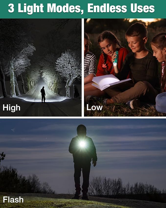 EverBrite Mini Flashlight, LED Flash Light with 3 Modes, 3 AAA Batteries Included, Water-Resistant Small Flashlight for Emergencies and Camping, Green, Christmas Gifts,1 Pack