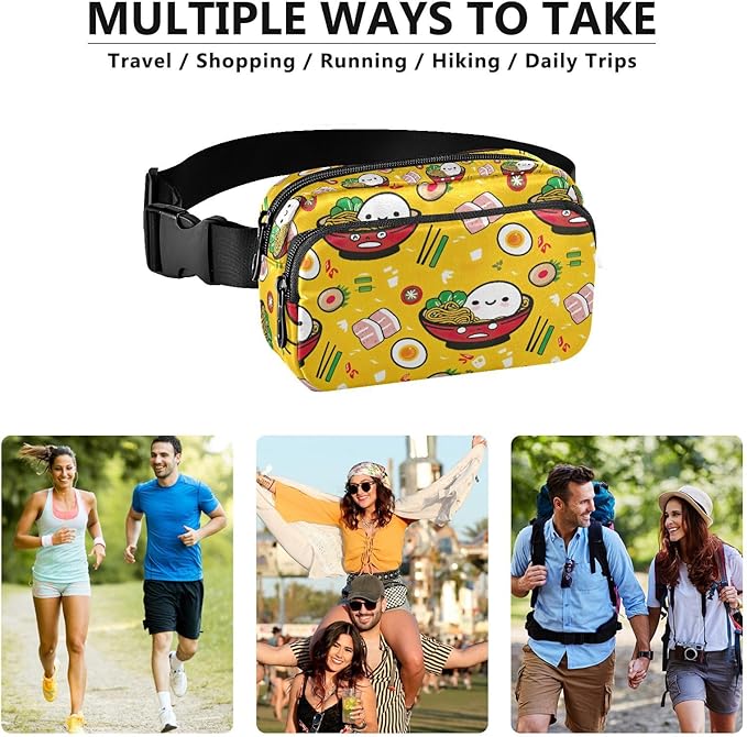 Kawaii Noddle Fanny Pack for Women Men Water Resistant Fashion Waist Packs with Adjustable Strap Belt Bag for Travel Workout Jogging Hiking 21219003