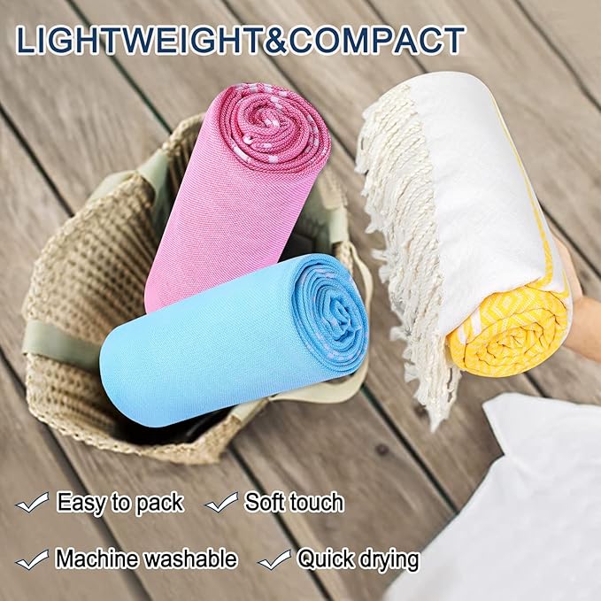 Beach Towel 2 Pack, Sand Free Beach Towels Oversized 39 x 72,Turkish Beach Towel Quick Dry, Lightweight Pool Towels for Adults, Cool Beach Essentials
