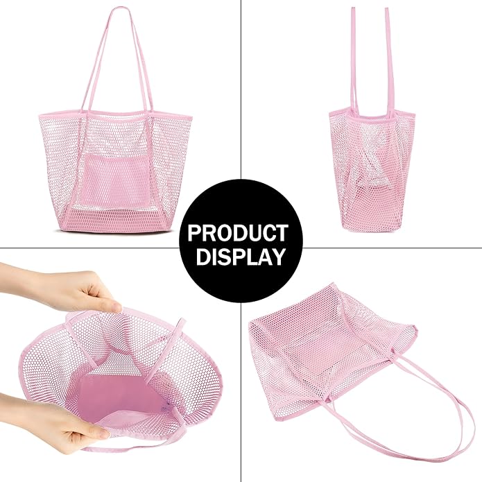 VOROLO Mesh Tote Beach Bag,Women Fairycore Hobo Bag,Shoulder Bag,Soft Summer Casual Crochet Bags