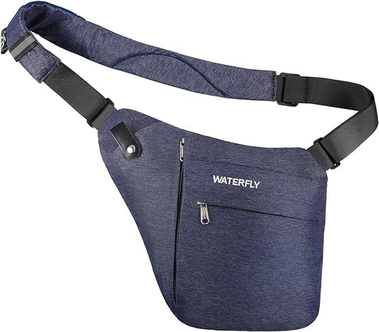 WATERFLY Sling Crossbody Chest Bag: Slim Anti-Theft Cross Body Bag Over Shoulder Backpack Stealth Side Pack Man Woman
