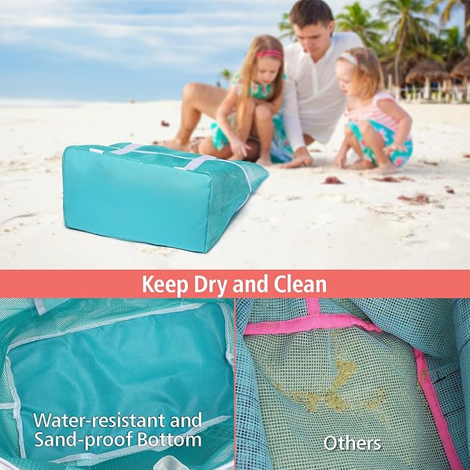 F-color Mesh Beach Bag Family - Large Tote Bag for Cruise Pool Toys Beach Vacation Essentials