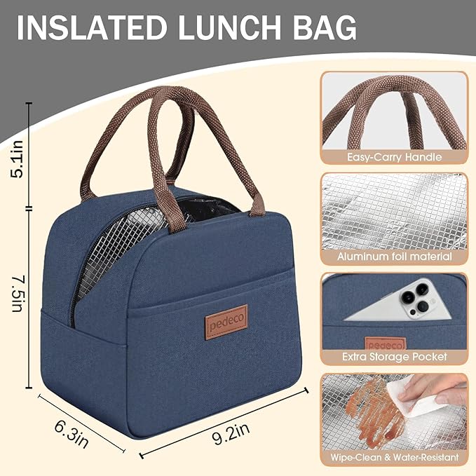 Stackable Stainless Steel Bento Box with Insulated bag,Adult & Kids Luch Box,Leak-Proof,1-Tier Bento box,Lunch Box With Portable Sauce Pod and Cutlery-for Teens/Toddler,Dishwasher Safe,Blue