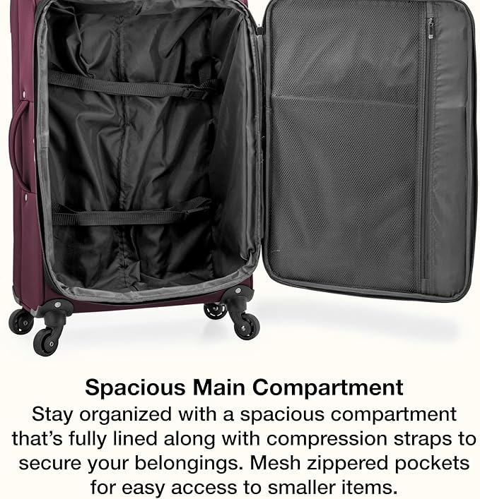 U.S. Traveler Anzio Softside Expandable Luggage with Spinner Wheels, Burgundy, 30-Inch Large