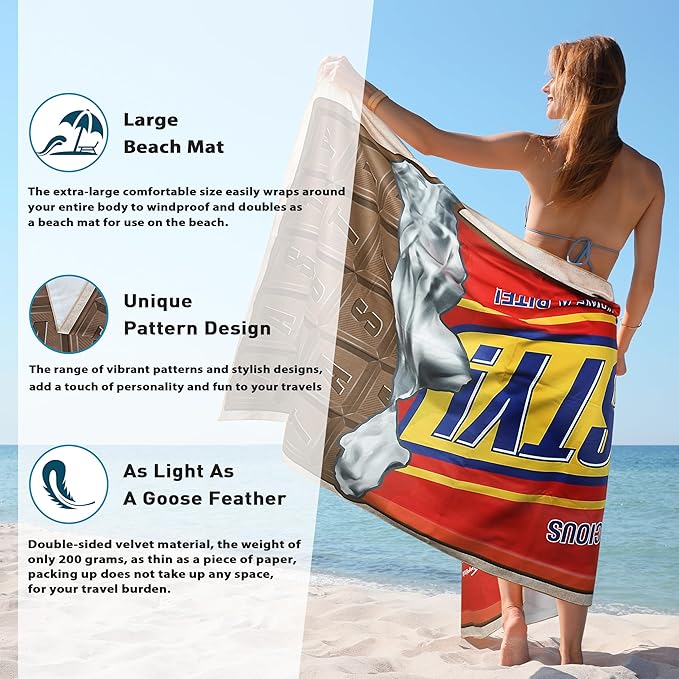 Solaris Microfiber Beach Thin Blanket for Swimming, 40"x71" Sand-Free Quick-Dry Absorbent Compact Towel Mat for Adults, Ideal Travel Beach Gifts