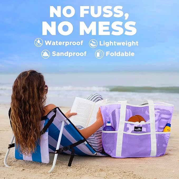 Dejaroo Mesh Sand Free Bag - Strong Lightweight Bag For Beach & Vacation Essentials. Tons of Storage!