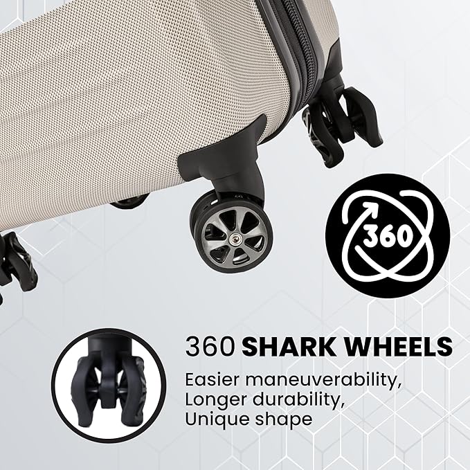 Spyder Rails Expandable Hardside Upright Suitcase with 360° Spinner Wheels, TSA Approved Lock (Oatmeal, 3-Piece Set)