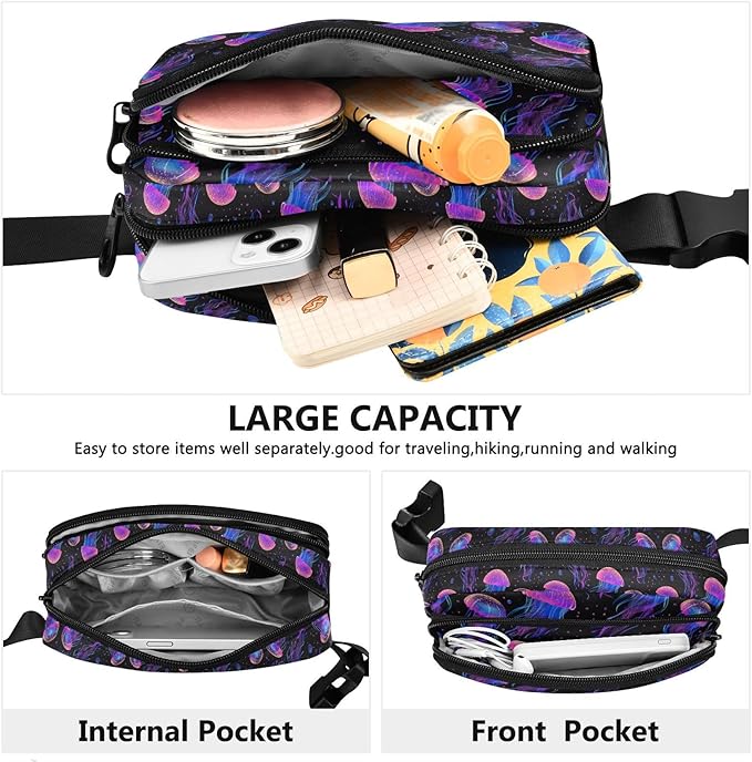 Jellyfish Fanny Pack for Women Men Water Resistant Fashion Waist Packs with Adjustable Strap Belt Bag for Travel Workout Jogging Hiking 21219151