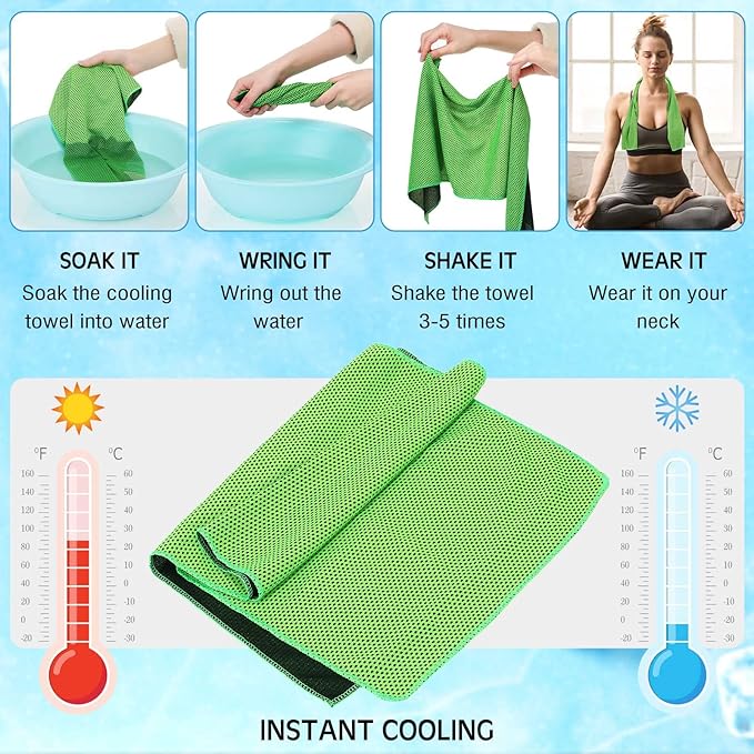 Redbaker 90 Pack Cooling Towels Bulk for Neck and Face 40" x 12" Ice Towel Multicolored Microfiber Cool Sweat Rag for Gym Workout Running Yoga Fitness Travel Outdoor Sports(Coloful)