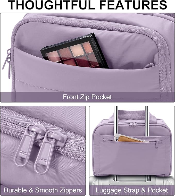 Travel Toiletry Bag for Women, Lightweight Large Quilted Puffy Makeup Bag Wide-open Make up Organizer Cloud Cosmetic Bag w/Handle for Traveling, Toiletries, Essentials Accessories Lavender