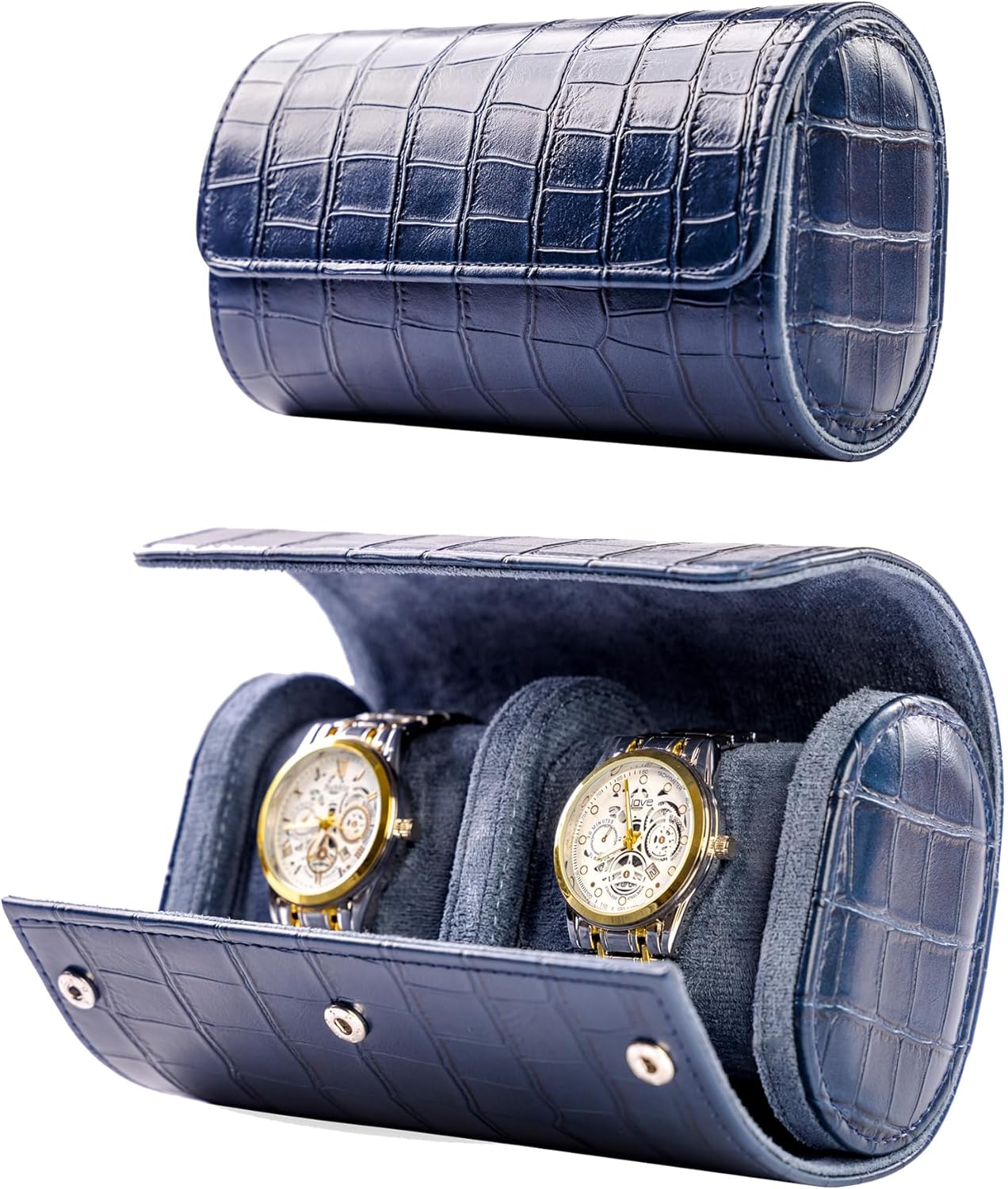 MR.OKAY 2 Watch Travel Case- Classic Leather Watch Case With Superb Texture.(Portable Watch Roll Or Organizer For Storage And Display).Festival Gift For Men, All Handcrafted By Artisans.