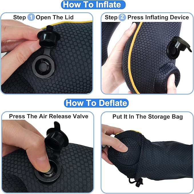 Inflatable Neck Pillow Airplane for Traveling On Plane, Inflatable Travel Neck Pillow Airplane, Blow Up Plane Pillow for Long Flights, Ergonomic Lightweight Cool Pillow for Ultra Comfort
