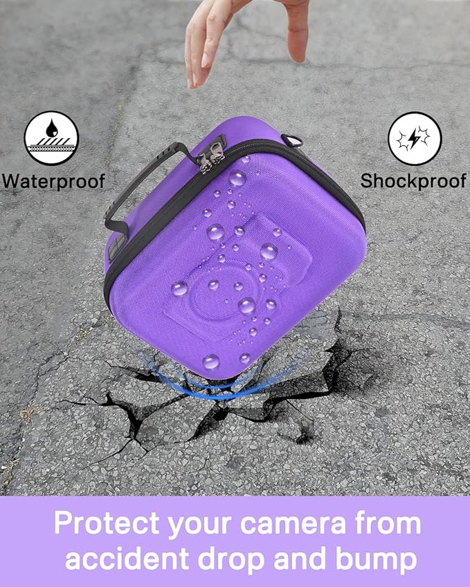 RAIACE Hard Case Compatible with Sony Alpha 7 II III IV/7R V Camera, for Nikon, for Canon, for Pentax and More. Mesh Pocket for Charger, Cables, Cards and Accessories. (case only) (Purple)