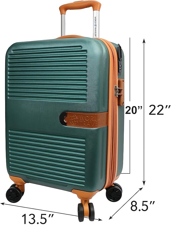 World Traveler Garland Lightweight Hardside 20-Inch Carry-On Expandable Spinner Luggage with TSA Lock & USB Port - Green