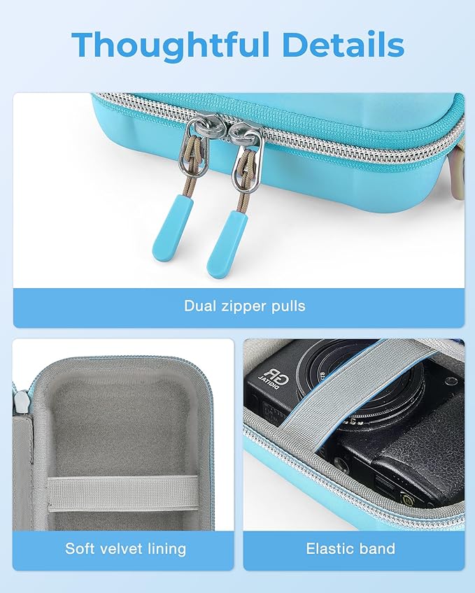 BAGSMART Digital Camera Case, Protective & Waterproof Small Camera Case with Shoulder Strap, Lightweight Camera Sling Bag for Canon PowerShot ELPH 180/190 / Sony DSCW800/DSCW830 - Blue