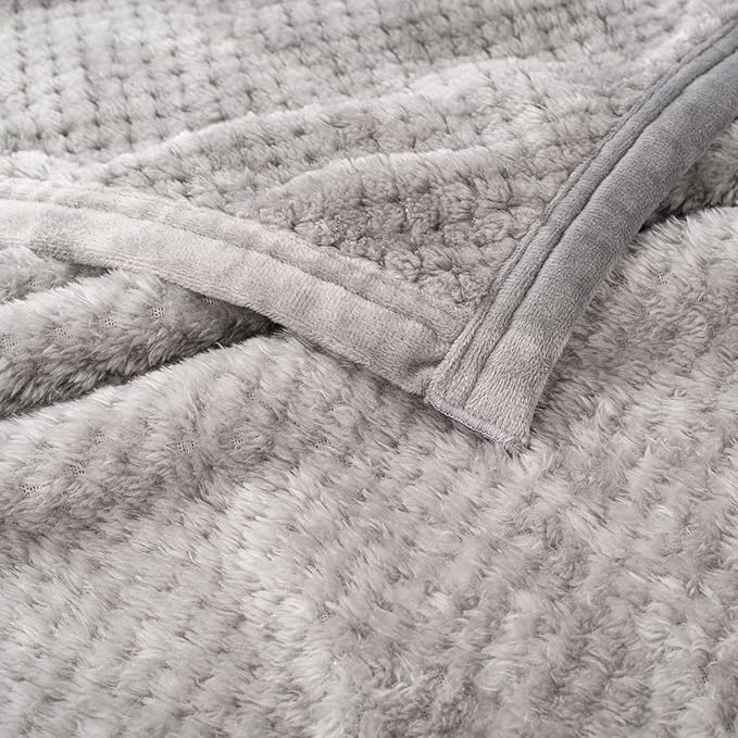 Fuzzy Blanket or Fluffy Blanket for Baby, Soft Warm Cozy Coral Fleece Toddler, Infant or Newborn Receiving Blanket for Crib, Stroller, Travel, Decorative, 30”×40”, Flint Gray+Smoked Blue