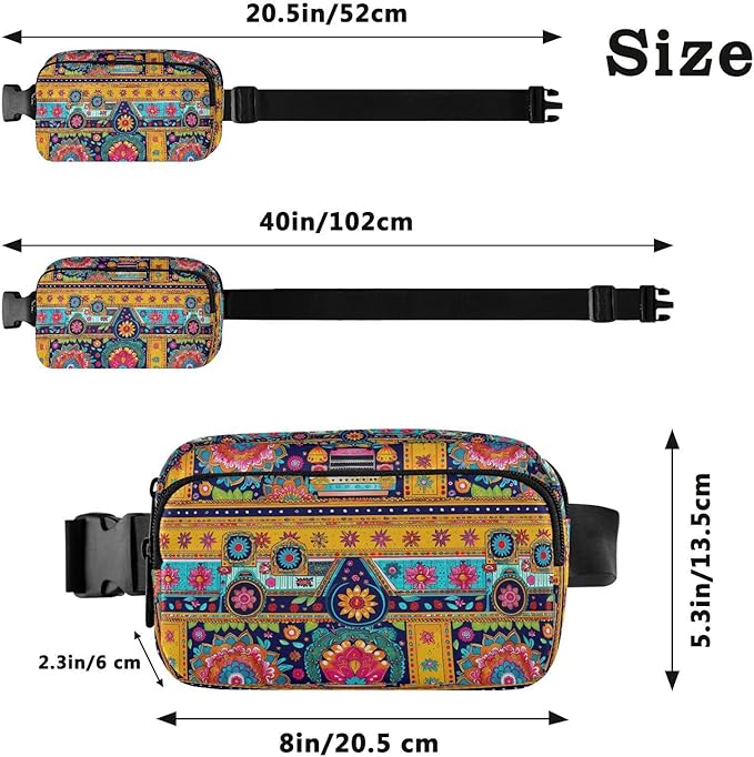 Mandala Ethnic Fanny Pack for Women Men Water Resistant Fashion Waist Packs with Adjustable Strap Belt Bag for Travel Workout Jogging Hiking 21220290