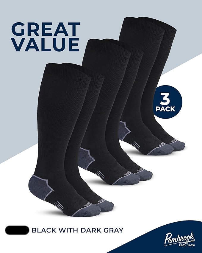 Pembrook Plus Size Compression Socks for Women Wide Calf - 3 Pairs, 20-30mmHg Extra Wide Calf Compression Socks, Up to 4XL
