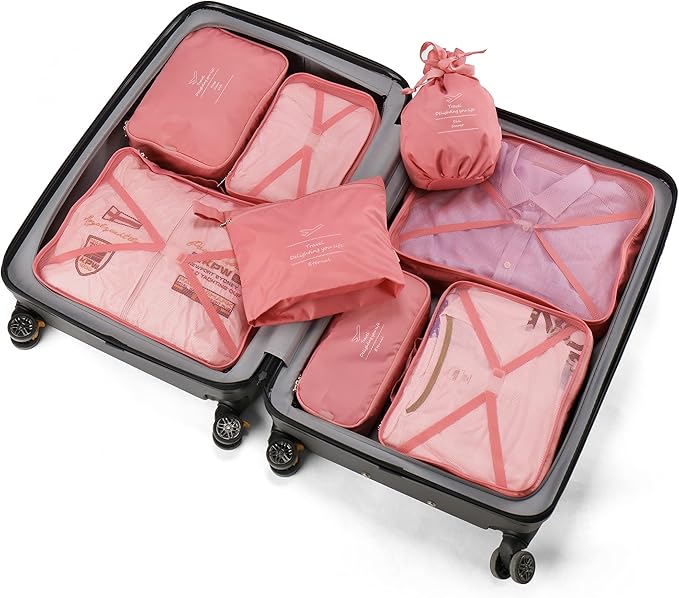 Travel Packing Cubes 8 Pcs Set, Luggage Packing Organizers with Shoe Bag and Toiletry Bag